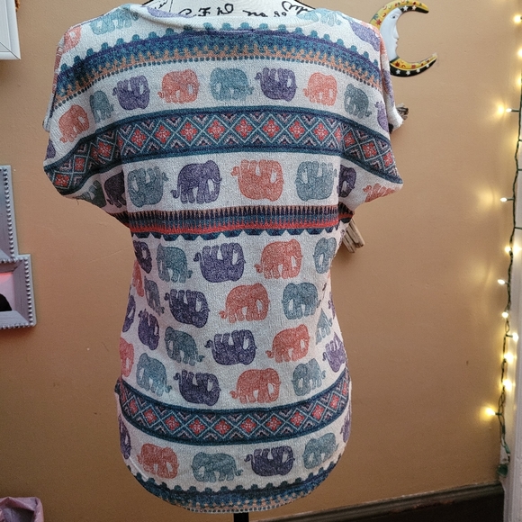 Glaze brand colorful elephant short sleeve shirt - Picture 2 of 6